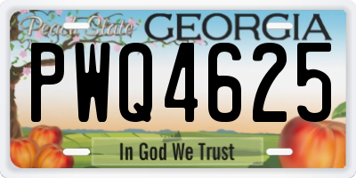 GA license plate PWQ4625