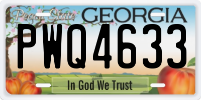 GA license plate PWQ4633