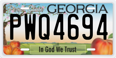 GA license plate PWQ4694