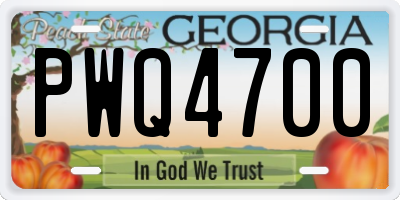 GA license plate PWQ4700
