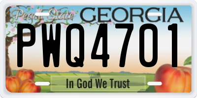 GA license plate PWQ4701