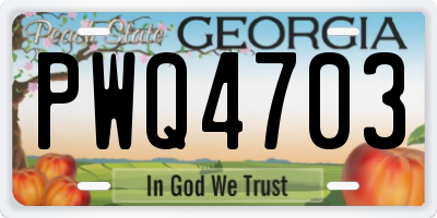 GA license plate PWQ4703