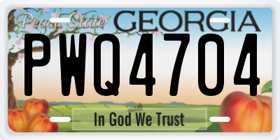 GA license plate PWQ4704