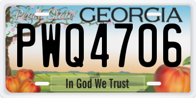 GA license plate PWQ4706