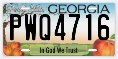 GA license plate PWQ4716