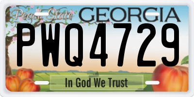 GA license plate PWQ4729