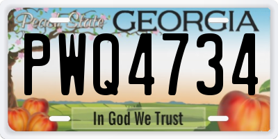 GA license plate PWQ4734
