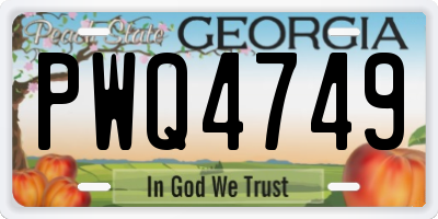 GA license plate PWQ4749