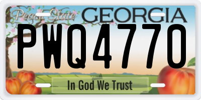 GA license plate PWQ4770