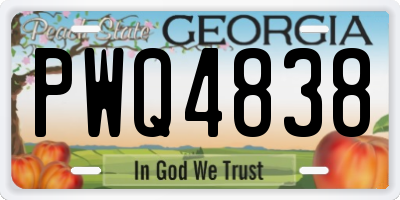 GA license plate PWQ4838