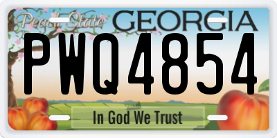 GA license plate PWQ4854