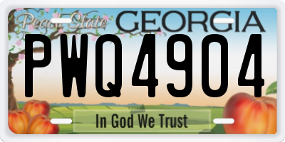 GA license plate PWQ4904