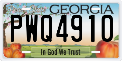 GA license plate PWQ4910