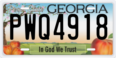 GA license plate PWQ4918