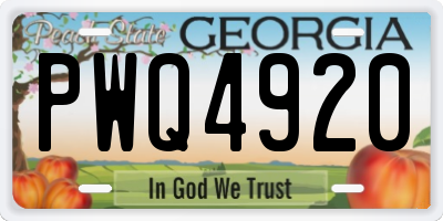 GA license plate PWQ4920