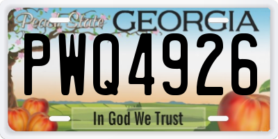 GA license plate PWQ4926
