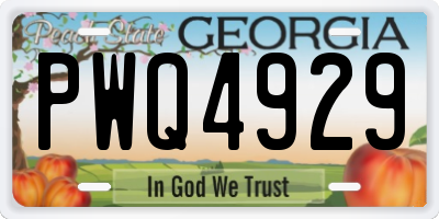 GA license plate PWQ4929
