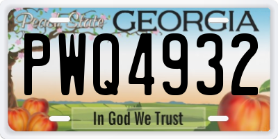 GA license plate PWQ4932