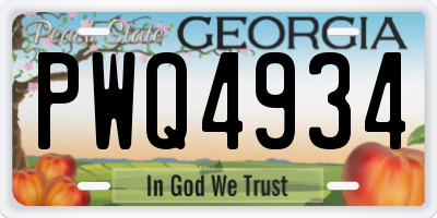 GA license plate PWQ4934