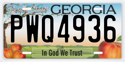 GA license plate PWQ4936
