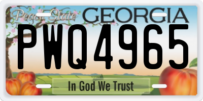 GA license plate PWQ4965