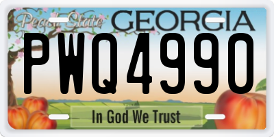 GA license plate PWQ4990