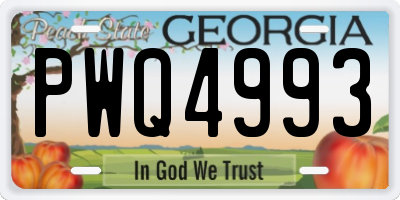 GA license plate PWQ4993
