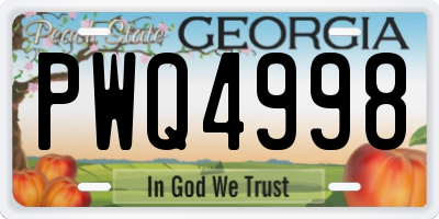 GA license plate PWQ4998