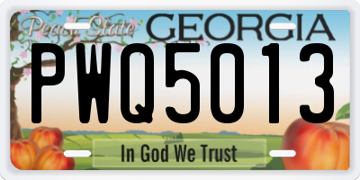 GA license plate PWQ5013