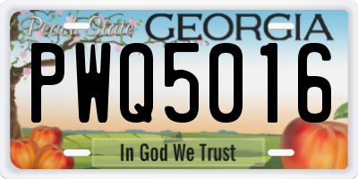 GA license plate PWQ5016