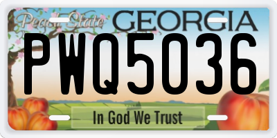 GA license plate PWQ5036