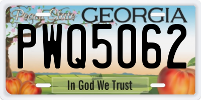 GA license plate PWQ5062
