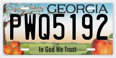 GA license plate PWQ5192