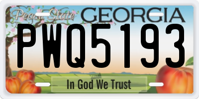 GA license plate PWQ5193