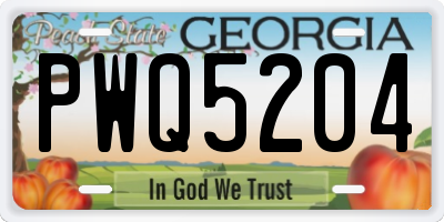 GA license plate PWQ5204