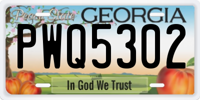 GA license plate PWQ5302