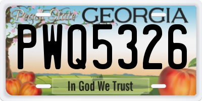 GA license plate PWQ5326