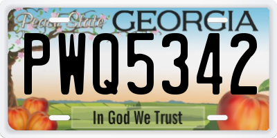 GA license plate PWQ5342
