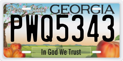 GA license plate PWQ5343