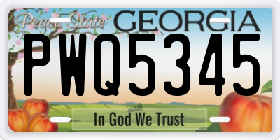 GA license plate PWQ5345