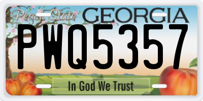 GA license plate PWQ5357