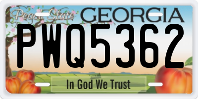 GA license plate PWQ5362