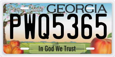 GA license plate PWQ5365