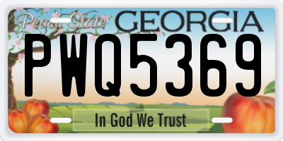 GA license plate PWQ5369