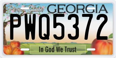 GA license plate PWQ5372