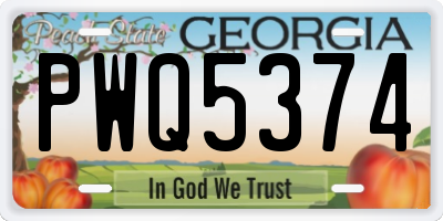 GA license plate PWQ5374