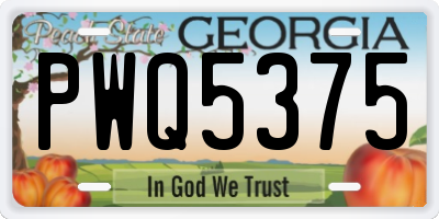 GA license plate PWQ5375