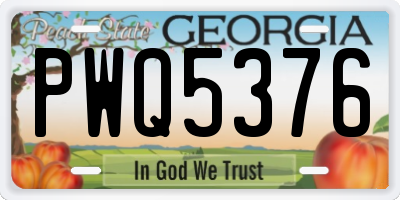 GA license plate PWQ5376