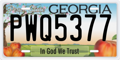 GA license plate PWQ5377