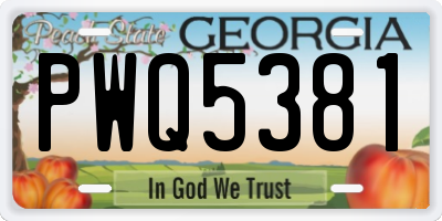 GA license plate PWQ5381